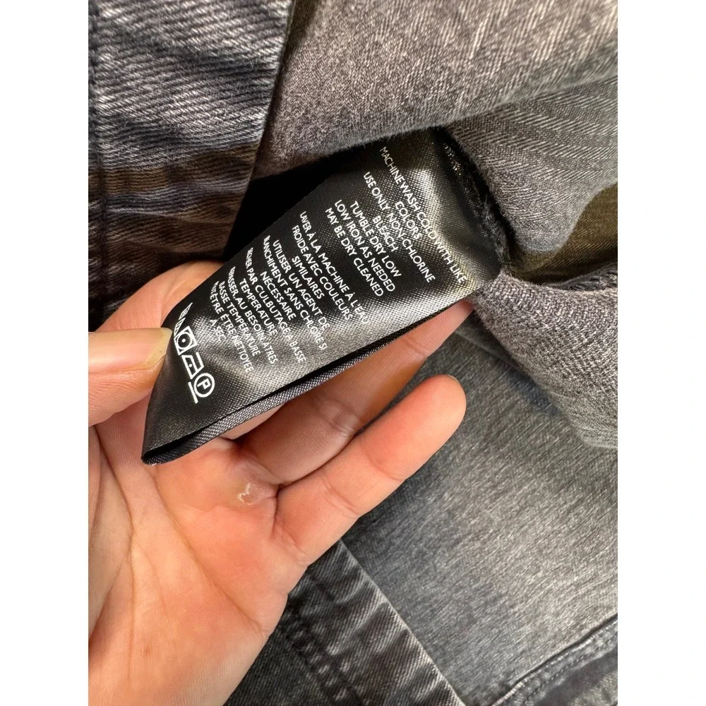 Free People We The Free Denim Shirt Jacket Washed Black Grey Oversized Shacket L - Picture 7 of 10